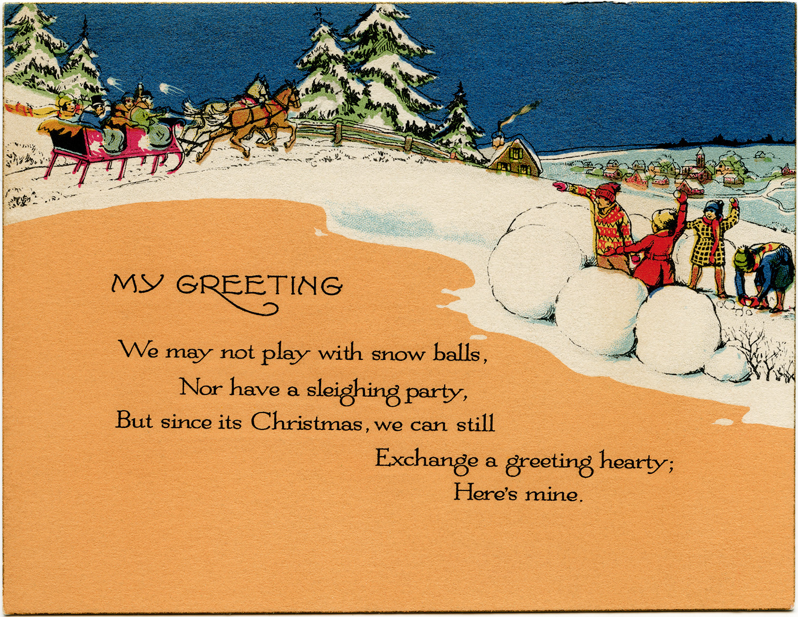 vintage christmas greeting card - the old design shop